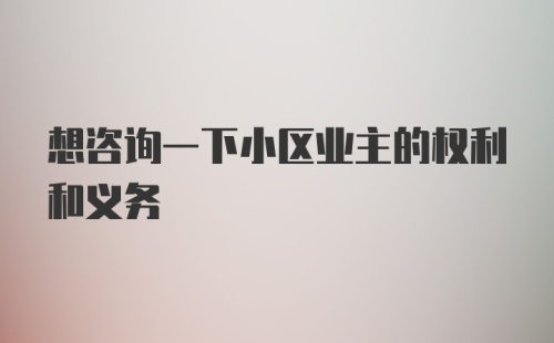 想咨询一下小区业主的权利和义务