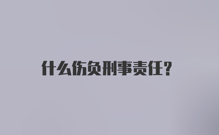 什么伤负刑事责任？