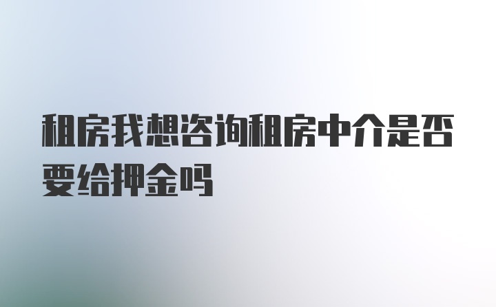 租房我想咨询租房中介是否要给押金吗