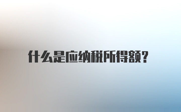 什么是应纳税所得额？