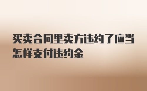 买卖合同里卖方违约了应当怎样支付违约金