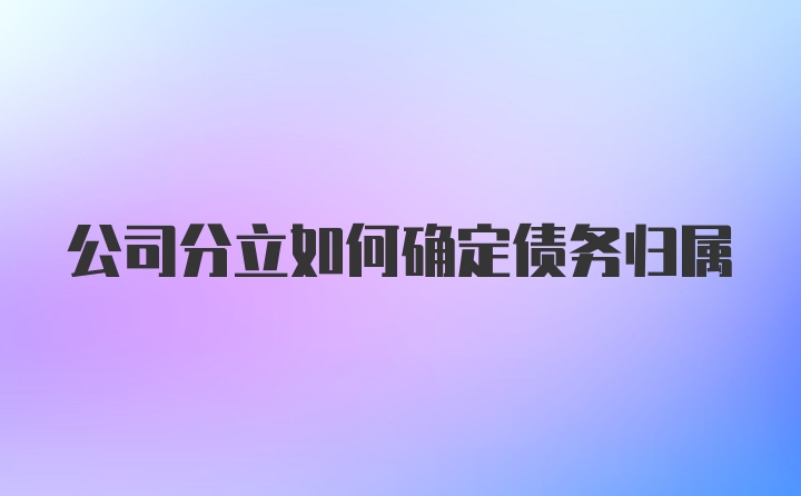 公司分立如何确定债务归属