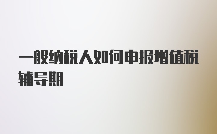 一般纳税人如何申报增值税辅导期