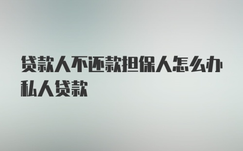 贷款人不还款担保人怎么办私人贷款