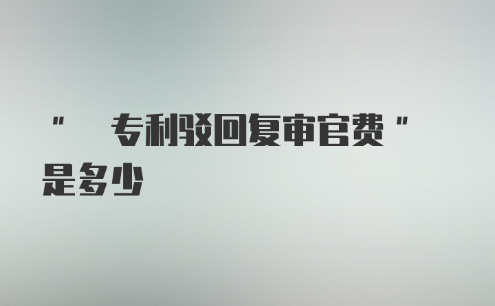 " 专利驳回复审官费" 是多少