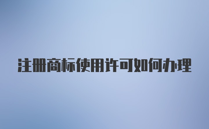 注册商标使用许可如何办理