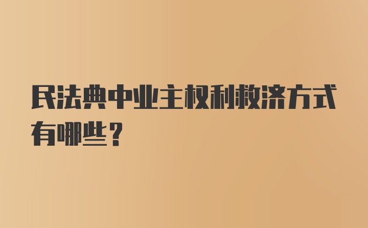 民法典中业主权利救济方式有哪些？