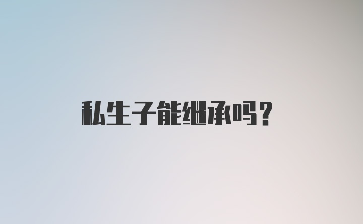 私生子能继承吗？