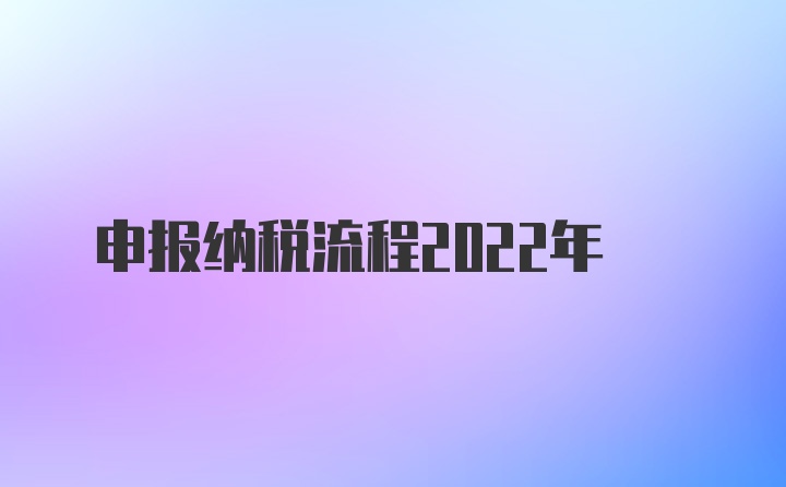 申报纳税流程2022年