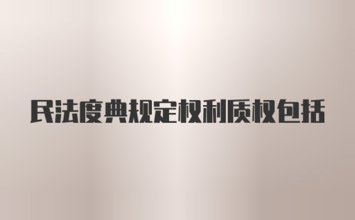 民法度典规定权利质权包括