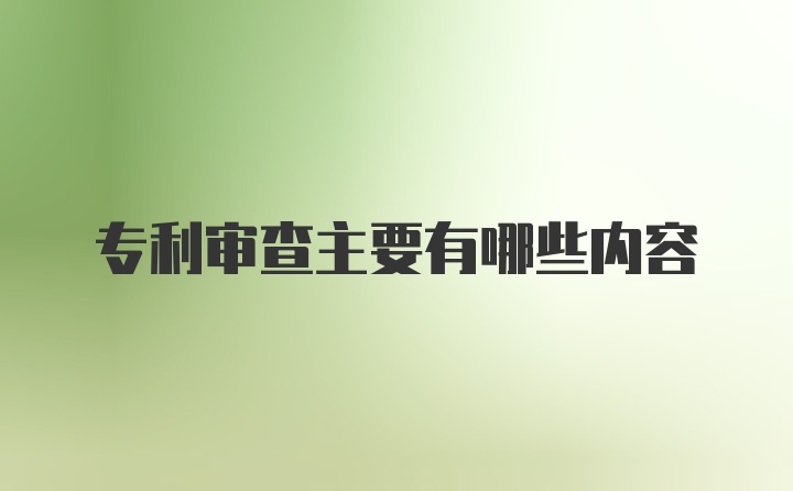 专利审查主要有哪些内容