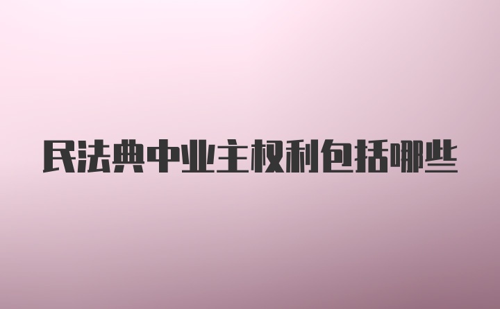 民法典中业主权利包括哪些