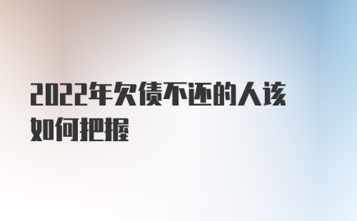 2022年欠债不还的人该如何把握