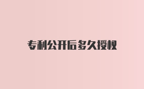 专利公开后多久授权