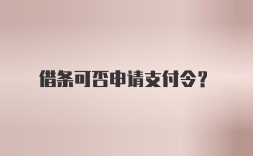 借条可否申请支付令？