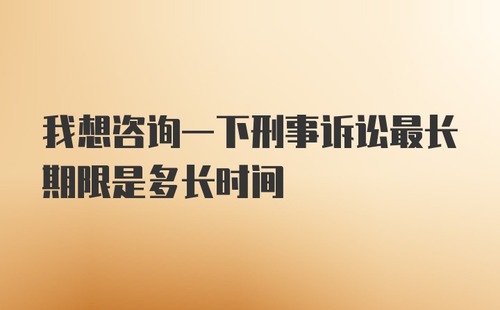 我想咨询一下刑事诉讼最长期限是多长时间