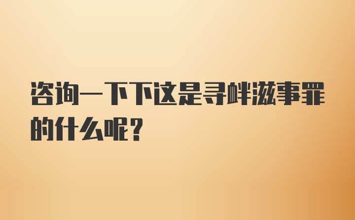 咨询一下下这是寻衅滋事罪的什么呢？