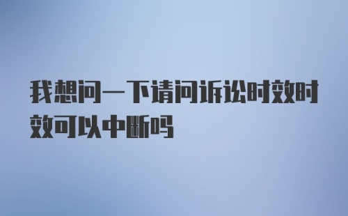 我想问一下请问诉讼时效时效可以中断吗