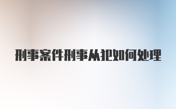 刑事案件刑事从犯如何处理