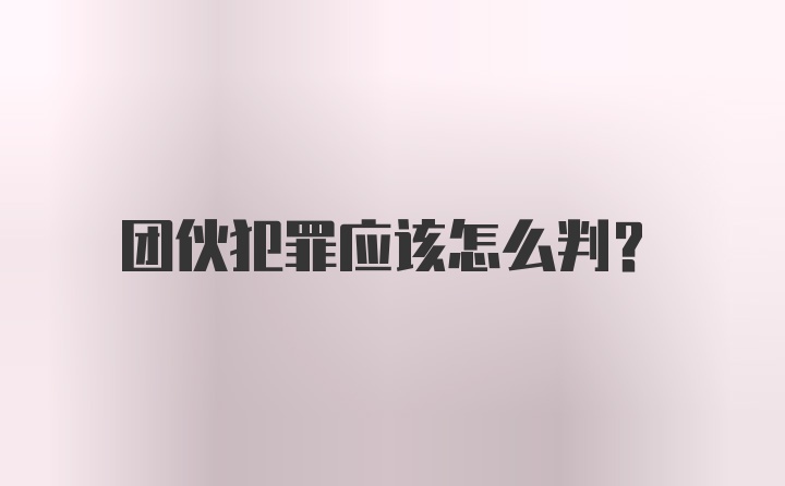 团伙犯罪应该怎么判？