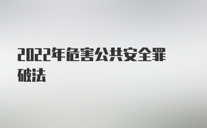 2022年危害公共安全罪破法