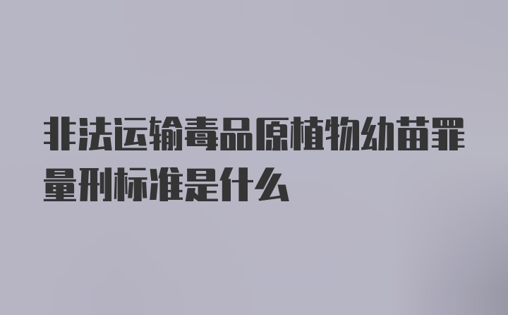 非法运输毒品原植物幼苗罪量刑标准是什么