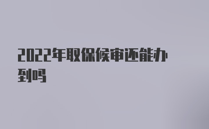 2022年取保候审还能办到吗