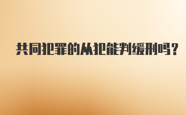 共同犯罪的从犯能判缓刑吗？