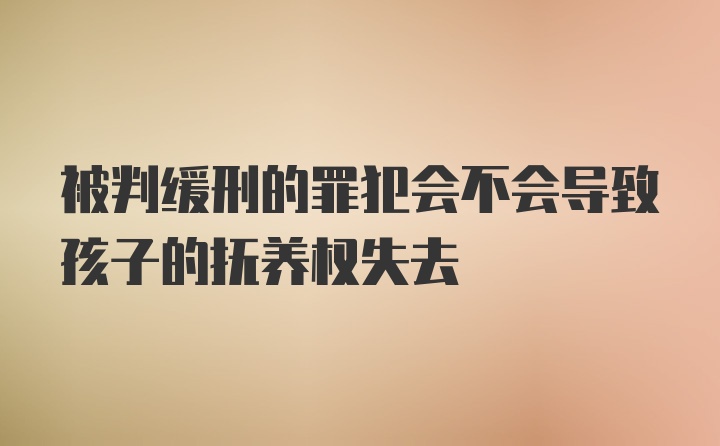 被判缓刑的罪犯会不会导致孩子的抚养权失去