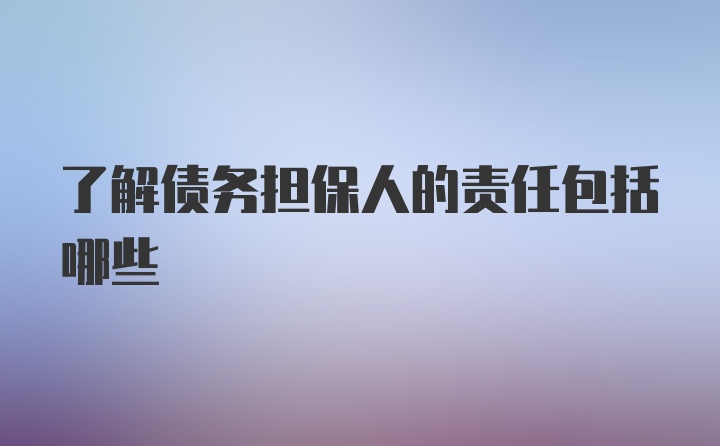 了解债务担保人的责任包括哪些