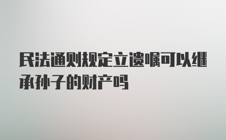 民法通则规定立遗嘱可以继承孙子的财产吗