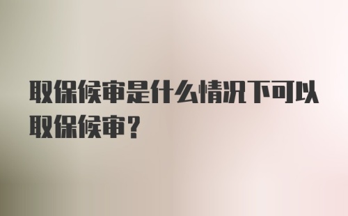 取保候审是什么情况下可以取保候审?