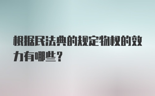 根据民法典的规定物权的效力有哪些？