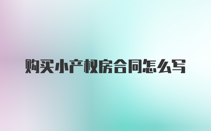 购买小产权房合同怎么写