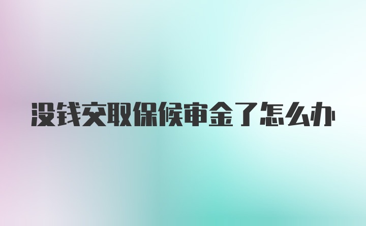 没钱交取保候审金了怎么办