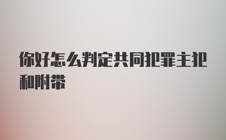 你好怎么判定共同犯罪主犯和附带