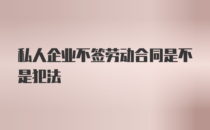 私人企业不签劳动合同是不是犯法