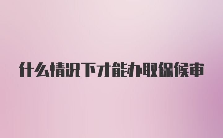 什么情况下才能办取保候审