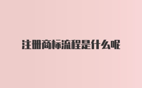 注册商标流程是什么呢