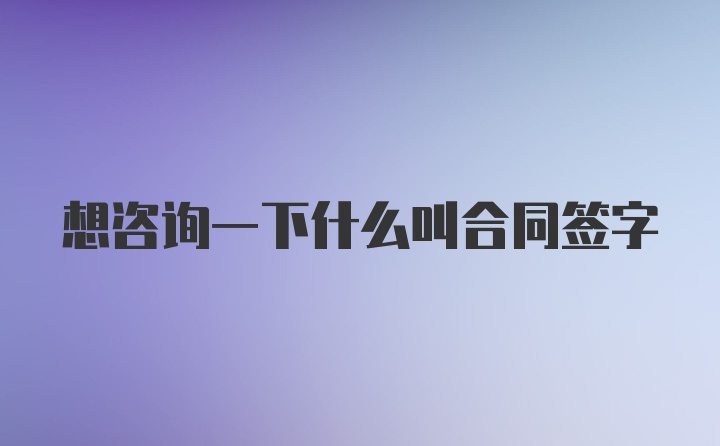 想咨询一下什么叫合同签字