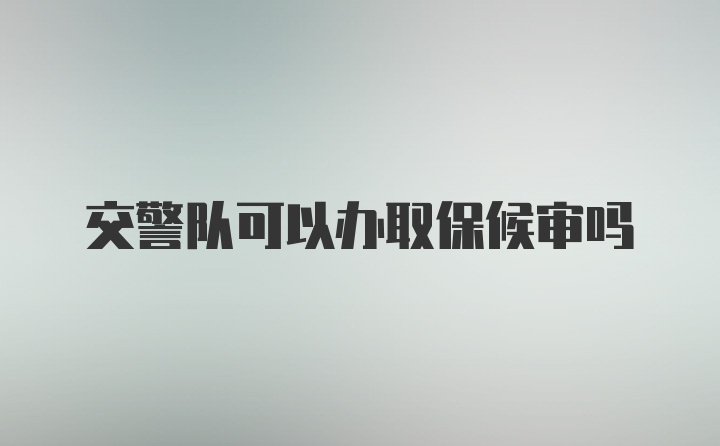 交警队可以办取保候审吗