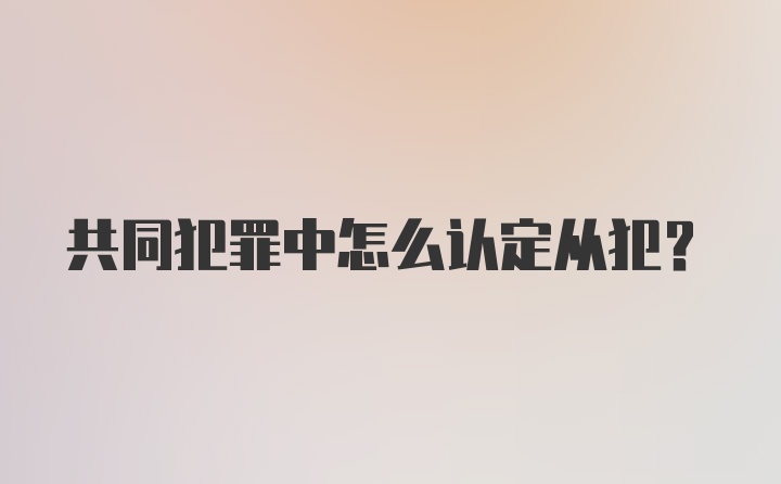 共同犯罪中怎么认定从犯？