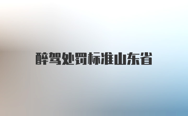 醉驾处罚标准山东省