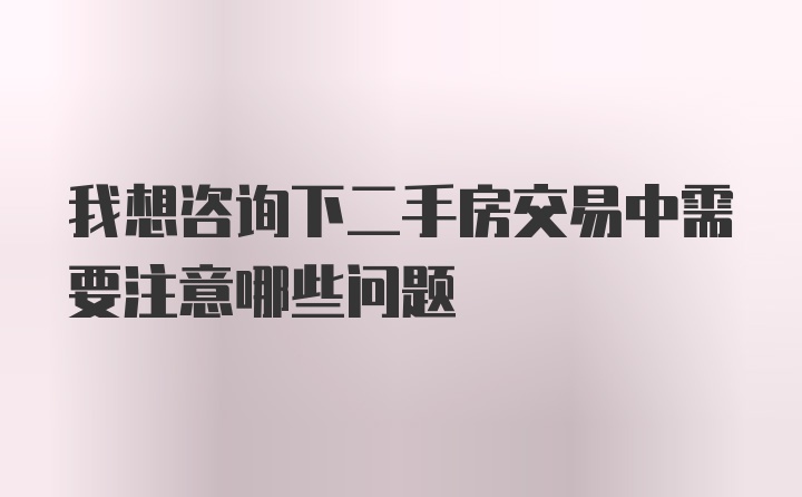 我想咨询下二手房交易中需要注意哪些问题