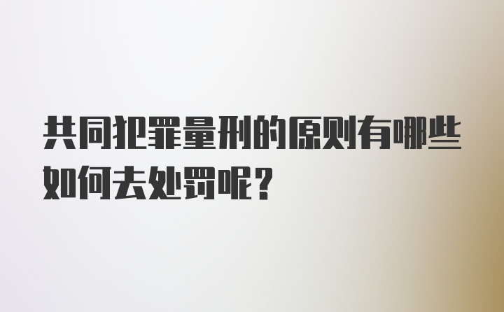 共同犯罪量刑的原则有哪些如何去处罚呢？