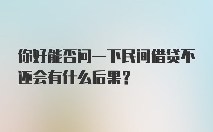 你好能否问一下民间借贷不还会有什么后果？