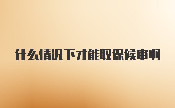 什么情况下才能取保候审啊