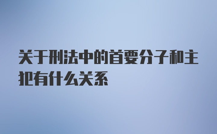 关于刑法中的首要分子和主犯有什么关系