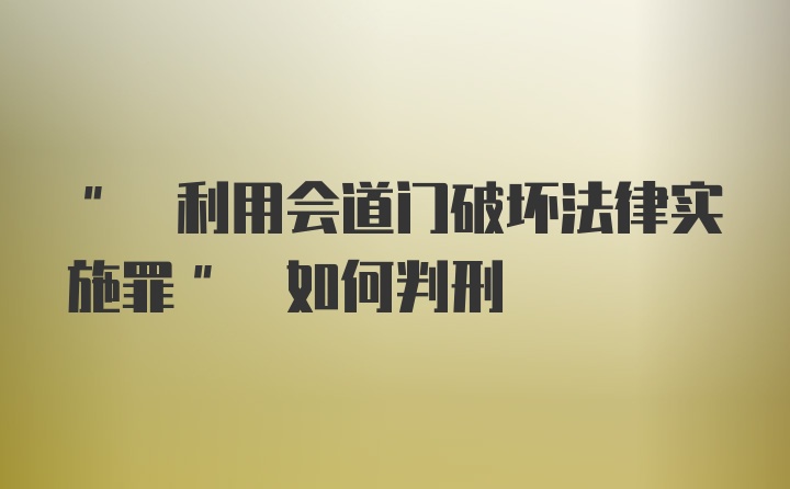 " 利用会道门破坏法律实施罪" 如何判刑