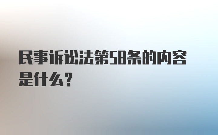 民事诉讼法第58条的内容是什么？